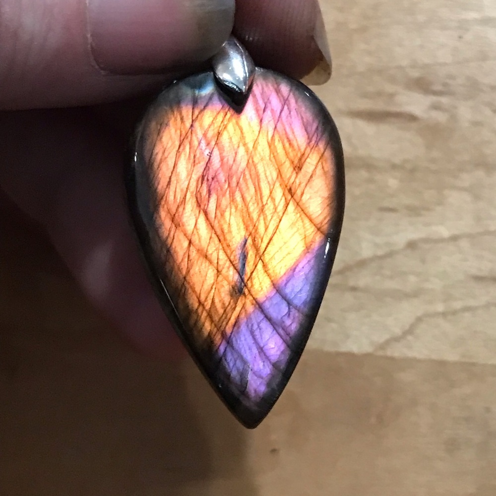 Lovely Super Flashy Bright Orange Purple Teardrop Pendant